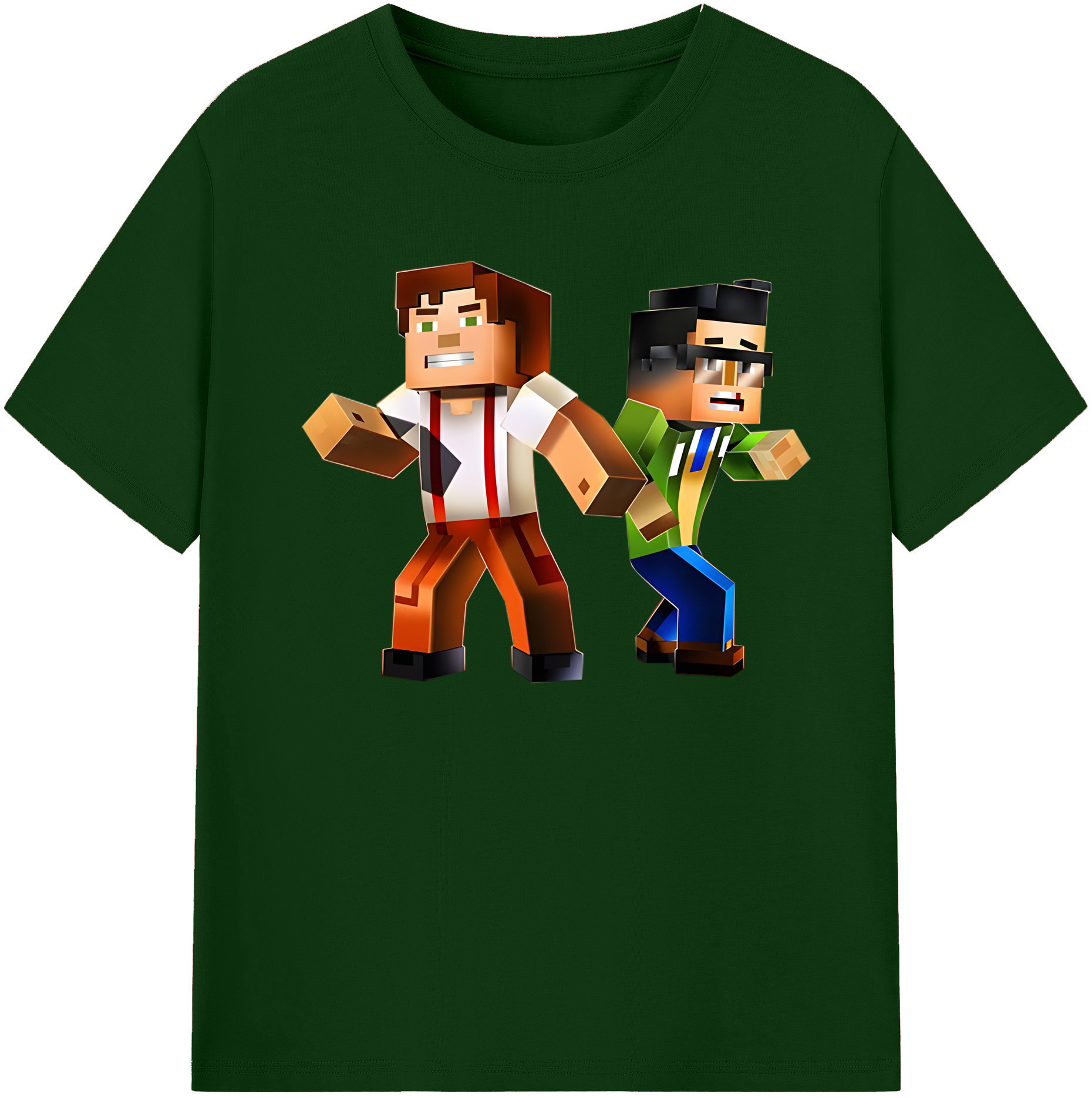 （画像用） マインクラフト ブロックの世界 Minecraft MC Block world 綿100％半袖Tシャツ（フロントプリント）